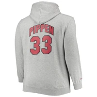 Mitchell & Ness Scottie Pippen Heathered Grey Chicago Bulls Tailles Big Tall Pull à capuche avec nom et numéro pour hommes