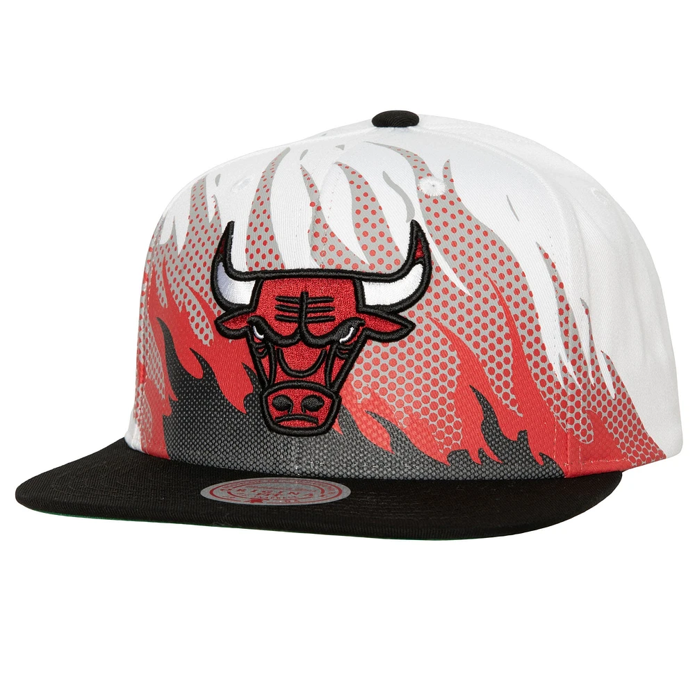 Casquette Snapback Chicago Bulls Hot Fire blanche Mitchell & Ness pour homme