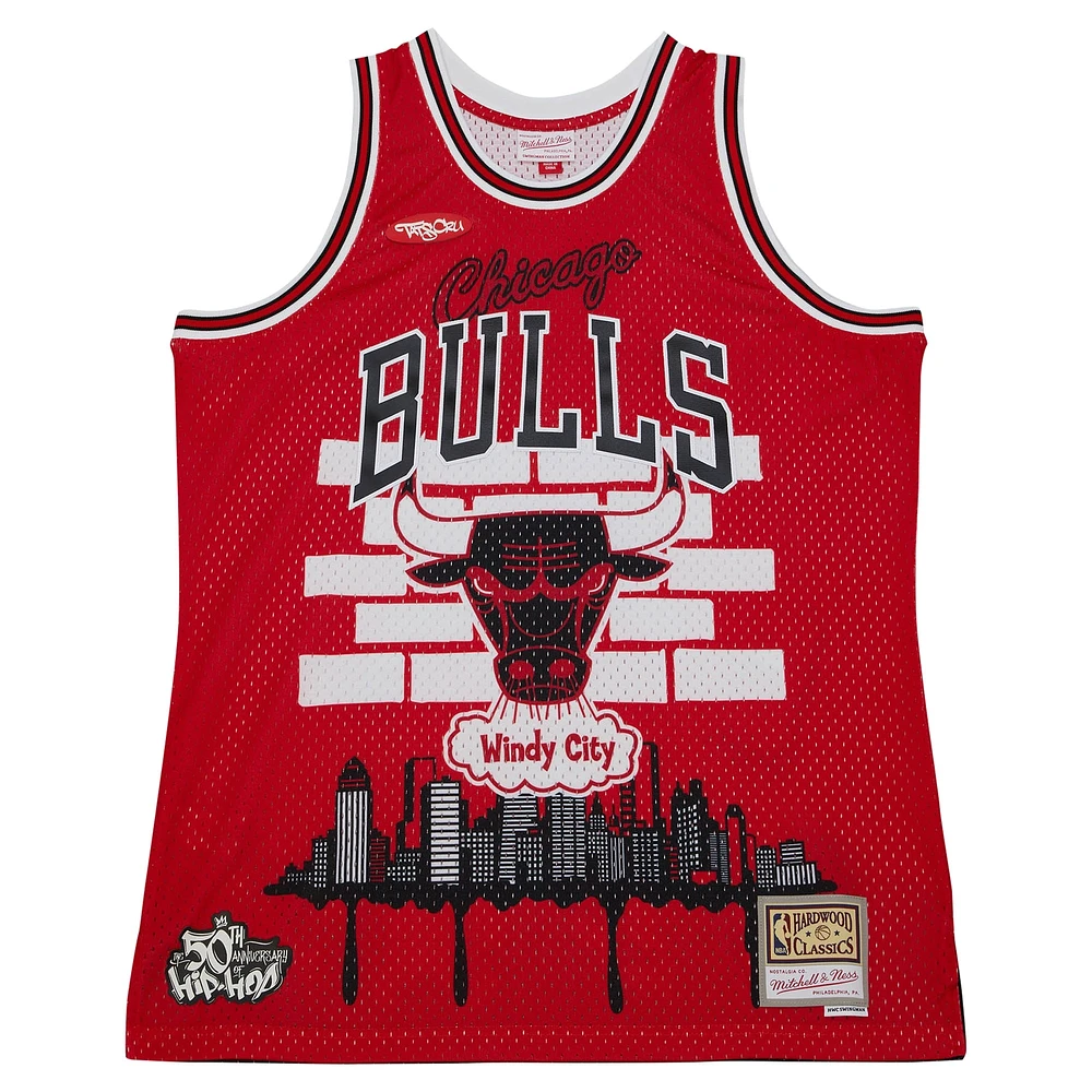 Men's Mitchell & Ness x Tats Cru Red Chicago Bulls Hardwood Classics Fashion Jersey