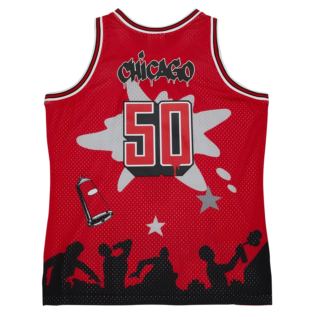 Men's Mitchell & Ness x Tats Cru Red Chicago Bulls Hardwood Classics Fashion Jersey