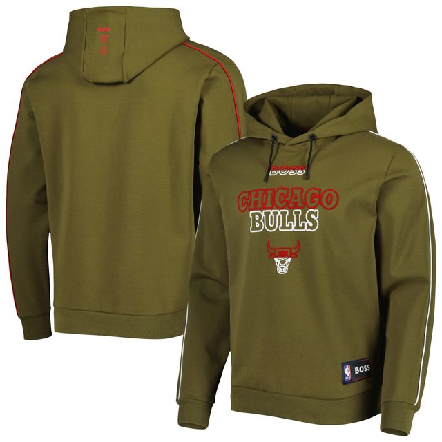 Sweat à capuche NBA x Hugo Boss Olive Chicago Bulls Team Bounce en trois mélanges pour homme