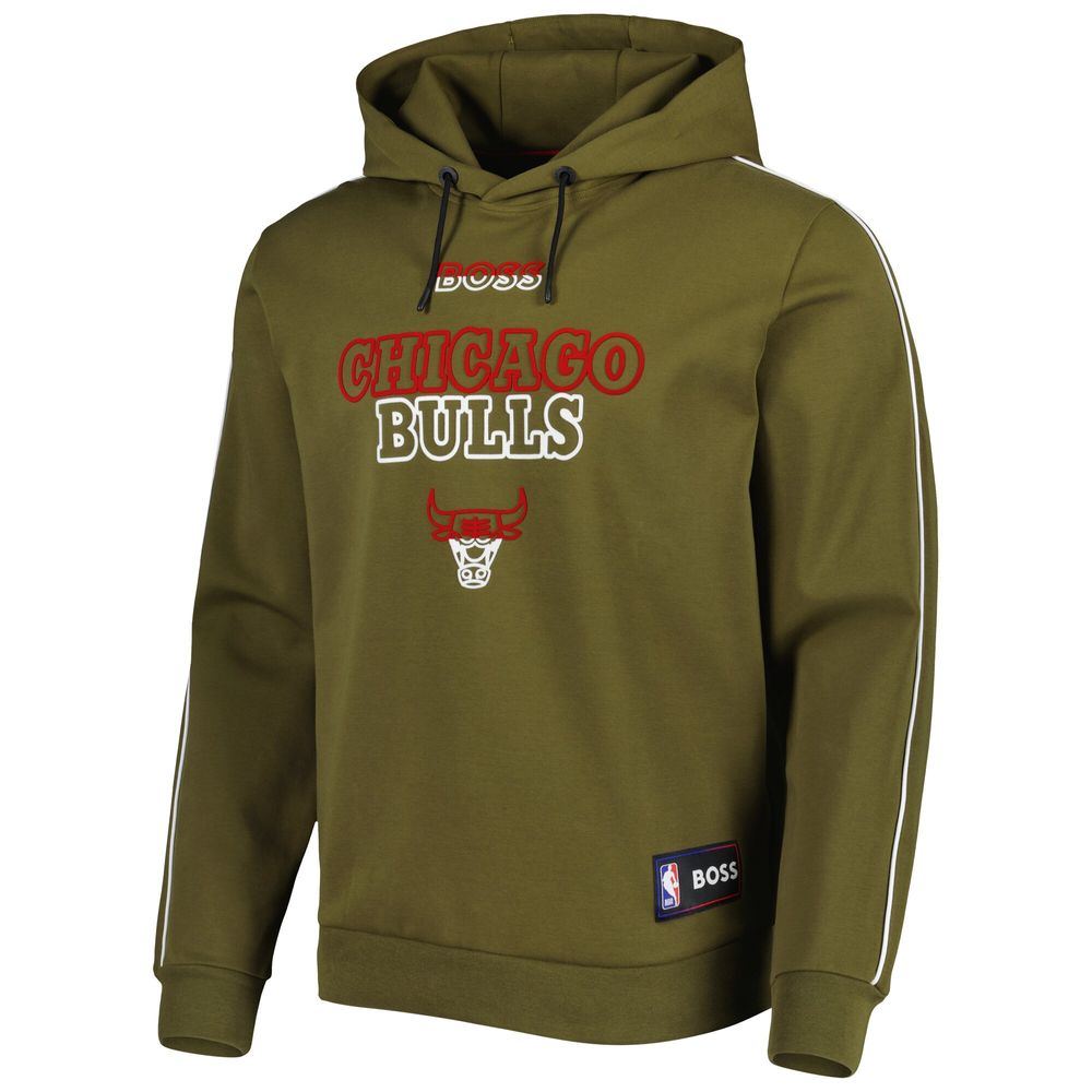 Men's NBA x Hugo Boss Olive Chicago Bulls Team Bounce Tri-Blend Pullover Hoodie