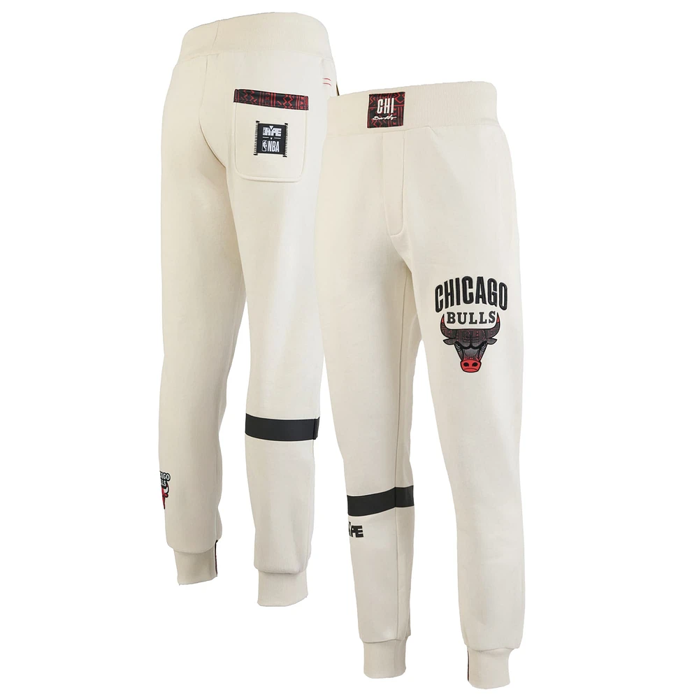 Pantalon de jogging qualité supérieure NBA x Two Hype pour homme, couleur crème, collection Culture & Hoops des Chicago Bulls