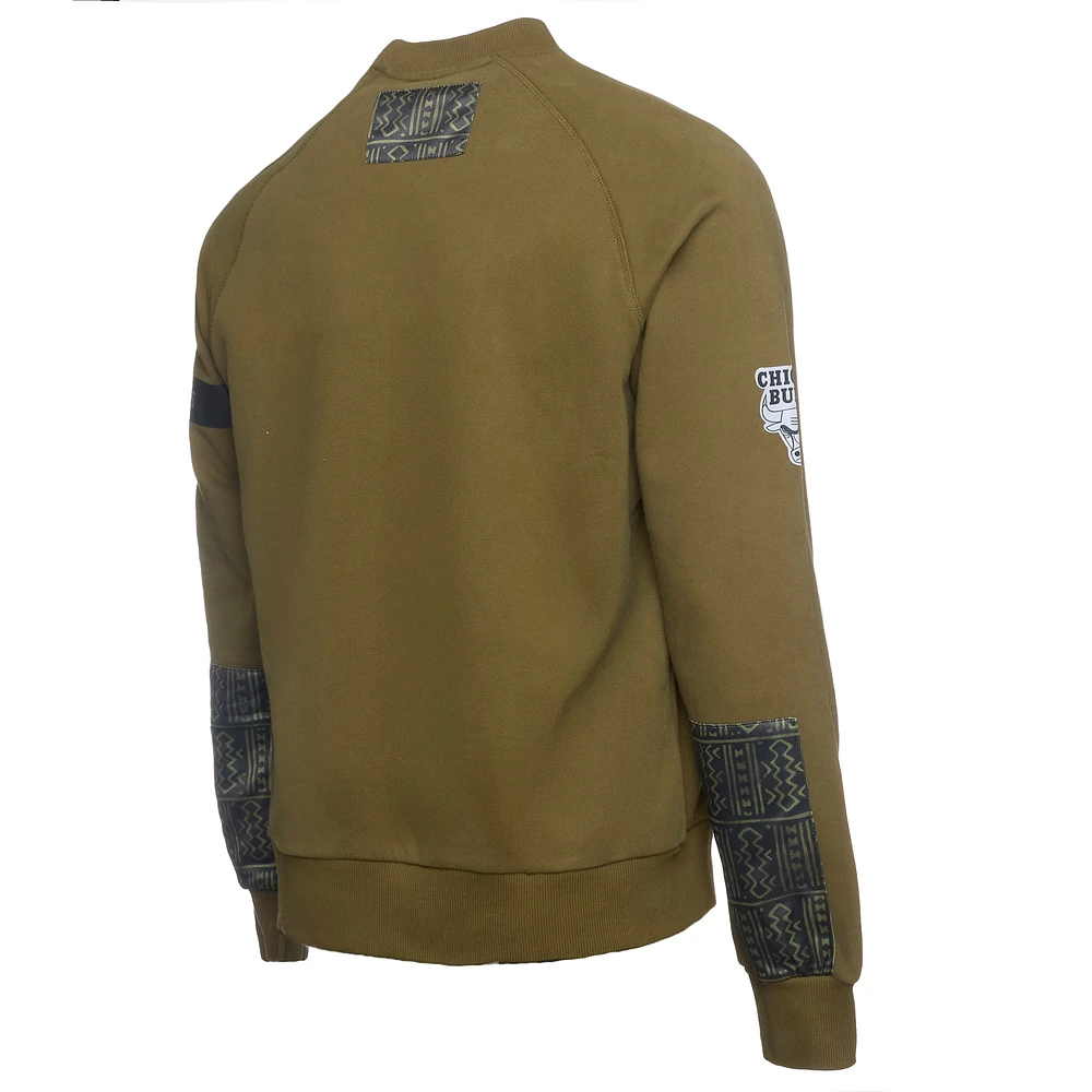 Men's NBA x Two Hype  Olive Chicago Bulls Culture & Hoops Collection Premium Pullover Sweatshirt