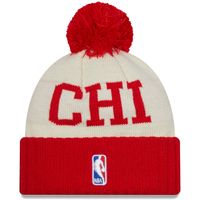 Men's New Era Black/Cream Chicago Bulls 2022 NBA Draft - Cuffed Knit Hat with Pom