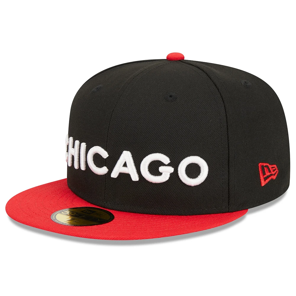 Casquette ajustée 59FIFTY New Era pour homme, noir/rouge