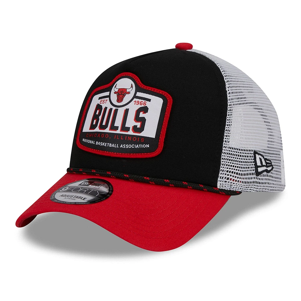 Casquette de camionneur A-Frame 9FORTY Chicago Bulls New Era noire/rouge pour homme