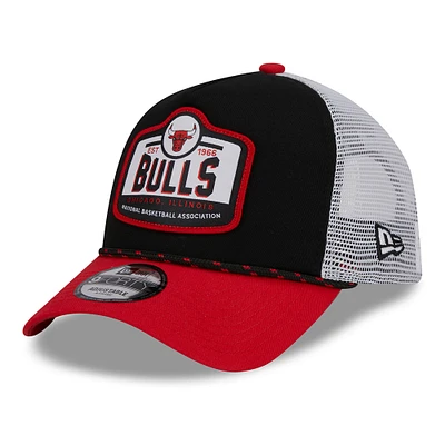 Men's New Era Black/Red Chicago Bulls  A-Frame 9FORTY Trucker Hat