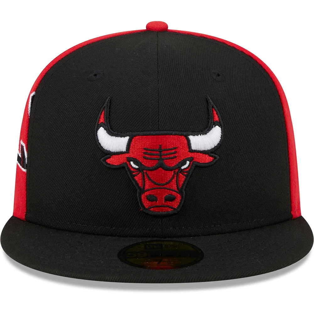 Men's New Era Black/Red Chicago Bulls Gameday Wordmark 59FIFTY Fitted Hat