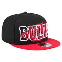 Men's New Era Black/Red Chicago Bulls Sport Night Splatter Two-Tone Snapback 9FIFTY Snapback Hat