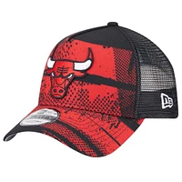 Men's New Era Black/Red Chicago Bulls Tip Off A-Frame Trucker 9FORTY Adjustable Hat