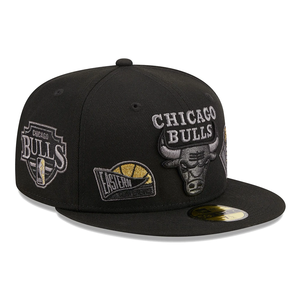 Casquette ajustée 59FIFTY noire des Chicago Bulls New Era pour hommes