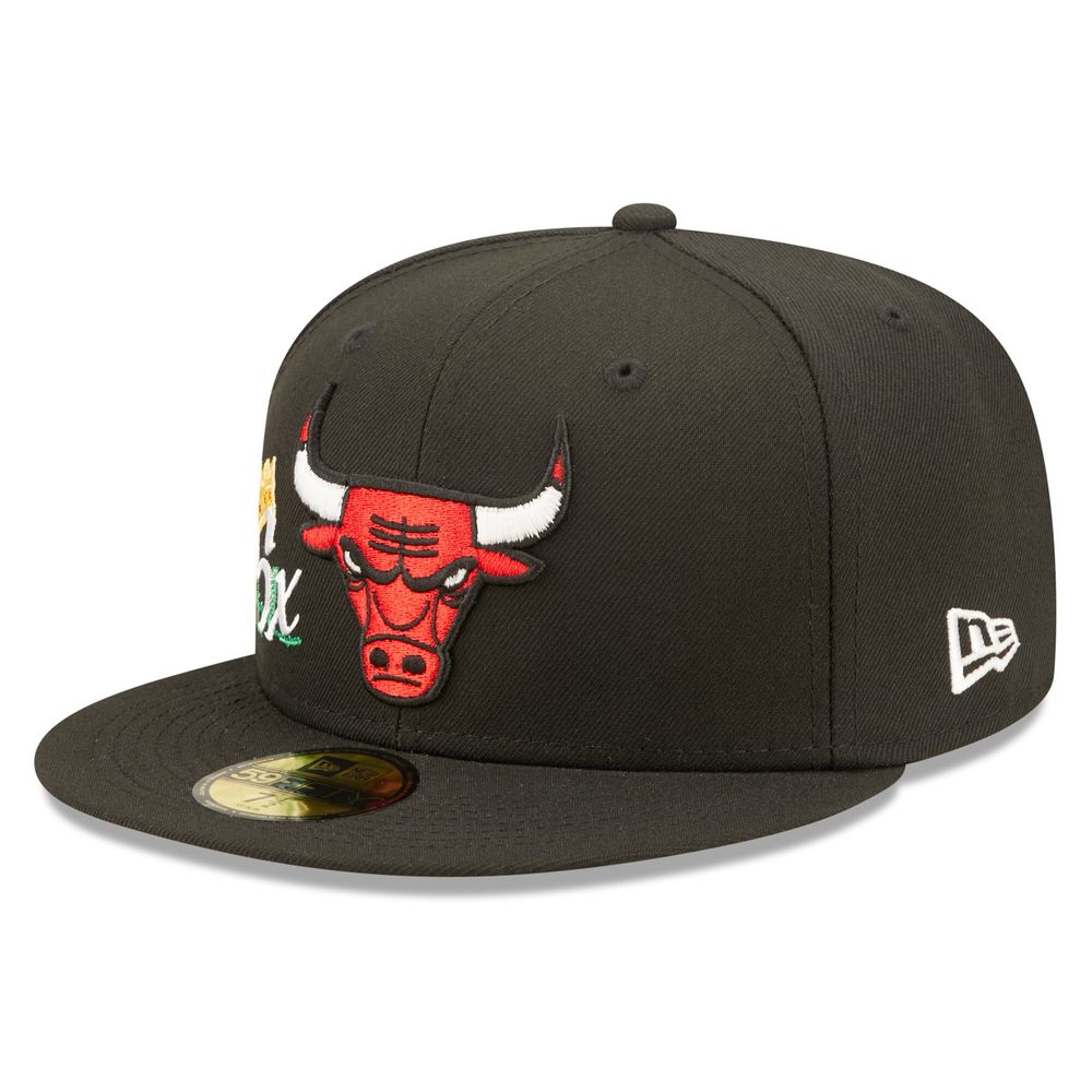 Men's New Era Black Chicago Bulls 6x NBA Finals Champions Crown 59FIFTY - Fitted Hat