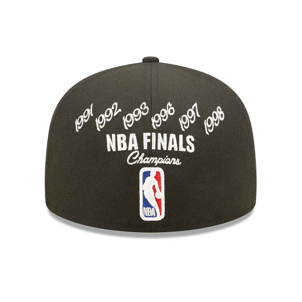 Men's New Era Black Chicago Bulls 6x NBA Finals Champions Crown 59FIFTY - Fitted Hat