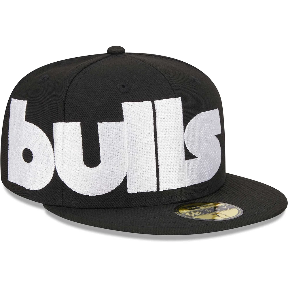 Men's New Era Black Chicago Bulls Checkerboard UV 59FIFTY Fitted Hat