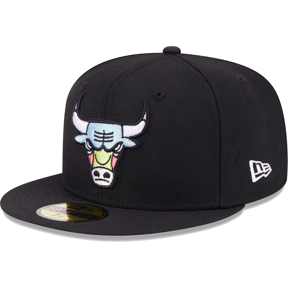 Men's New Era Black Chicago Bulls Color Pack 59FIFTY Fitted Hat