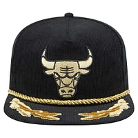 Casquette de golf à visière snapback Chicago Bulls en velours côtelé noir New Era pour homme