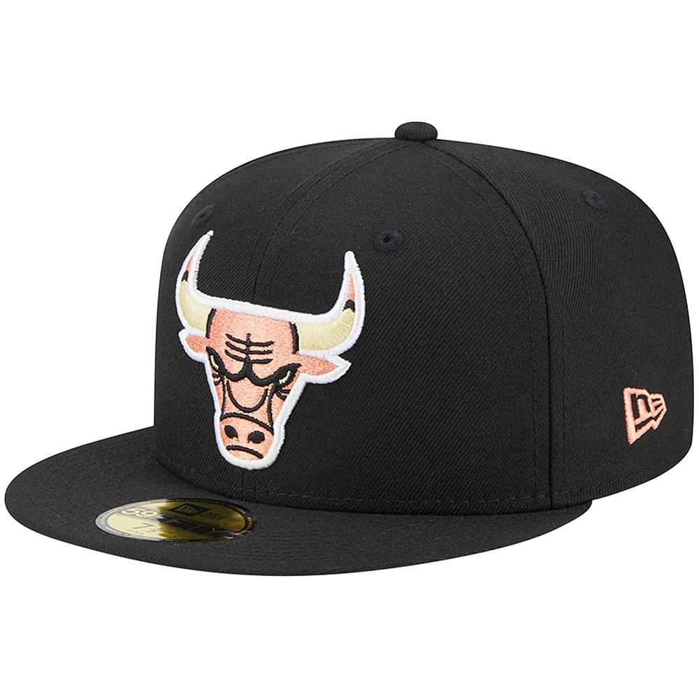 Casquette ajustée 59FIFTY à motif floral sur le côté Chicago Bulls pour homme New Era noire