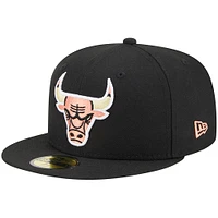 Casquette ajustée 59FIFTY à motif floral sur le côté Chicago Bulls pour homme New Era noire