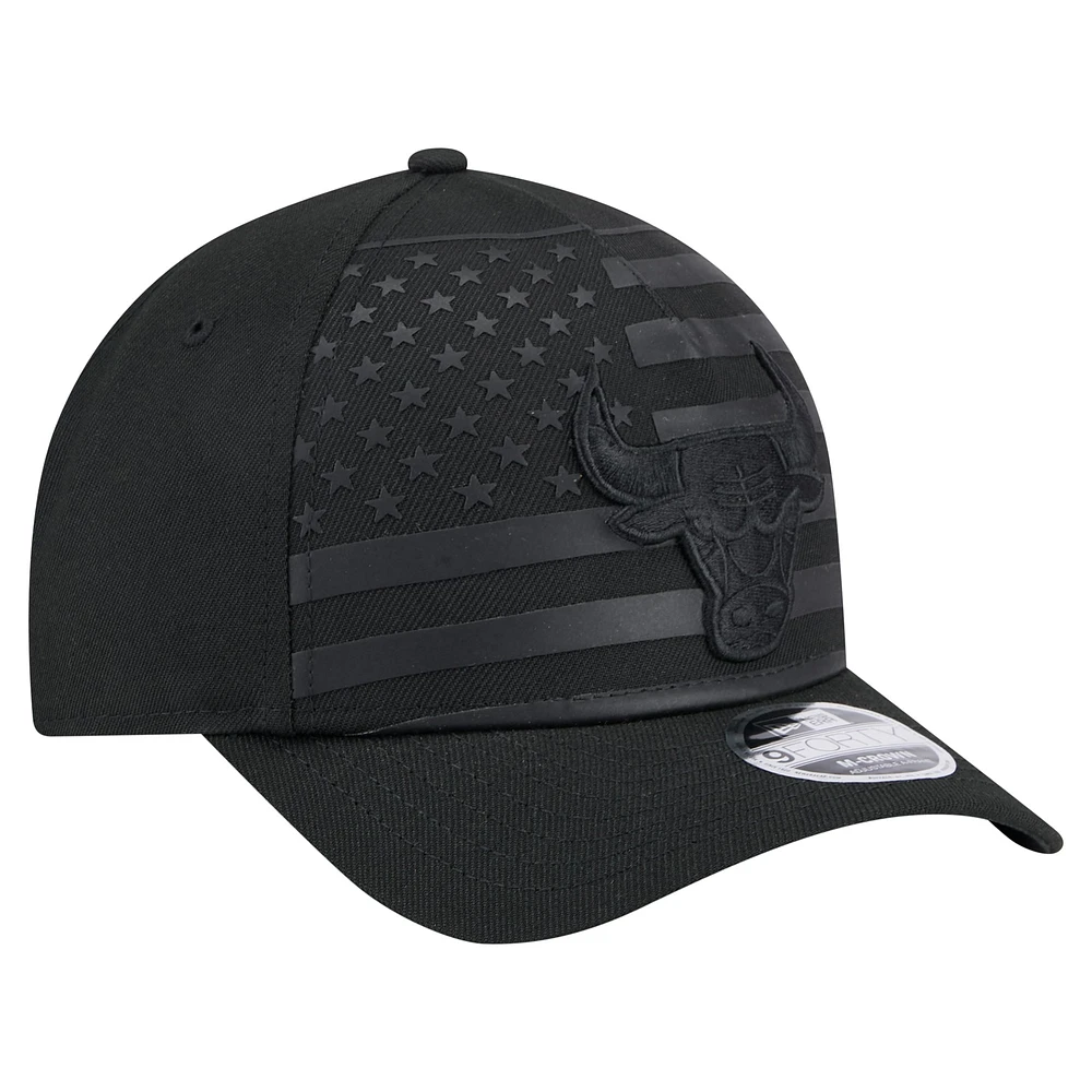 Men's New Era  Black Chicago Bulls Game Day Flag A-Frame 9FORTY Adjustable Hat