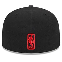 Men's New Era Black Chicago Bulls  Rally Drive Checkerboard 59FIFTY Crown Fitted Hat