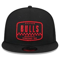 Casquette Snapback 9FIFTY noire New Era pour hommes des Chicago Bulls Rally Drive Finish Line Patch