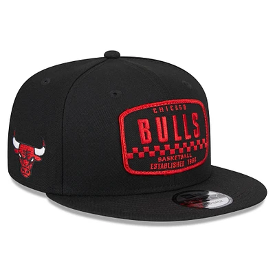 Casquette Snapback 9FIFTY noire New Era pour hommes des Chicago Bulls Rally Drive Finish Line Patch