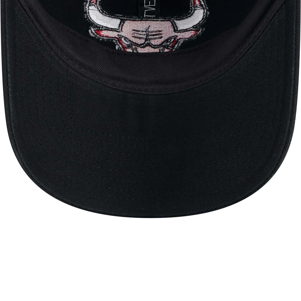 Casquette réglable noire 9TWENTY Trucker avec logo Rough Edge des Chicago Bulls New Era pour hommes