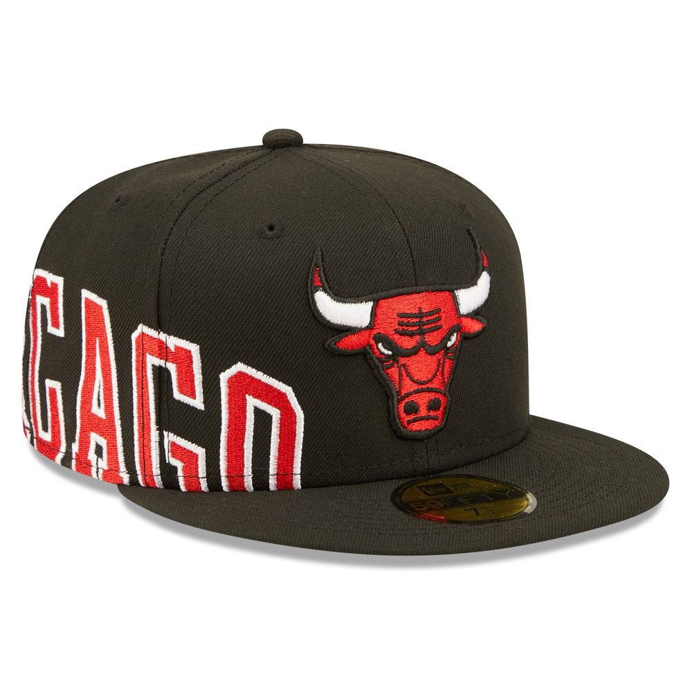 Men's New Era Black Chicago Bulls Side Split 59FIFTY - Fitted Hat