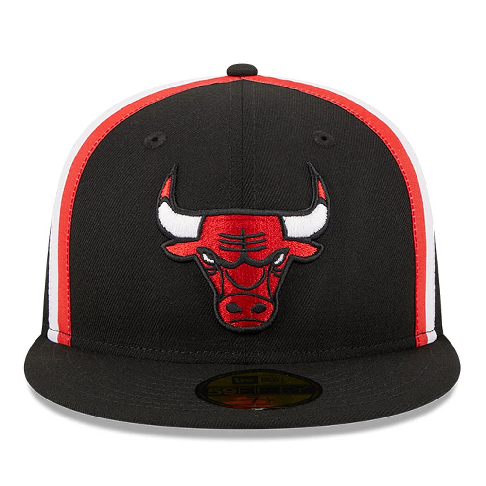 Casquette ajustée 59FIFTY noire avec ruban Chicago Bulls New Era pour hommes