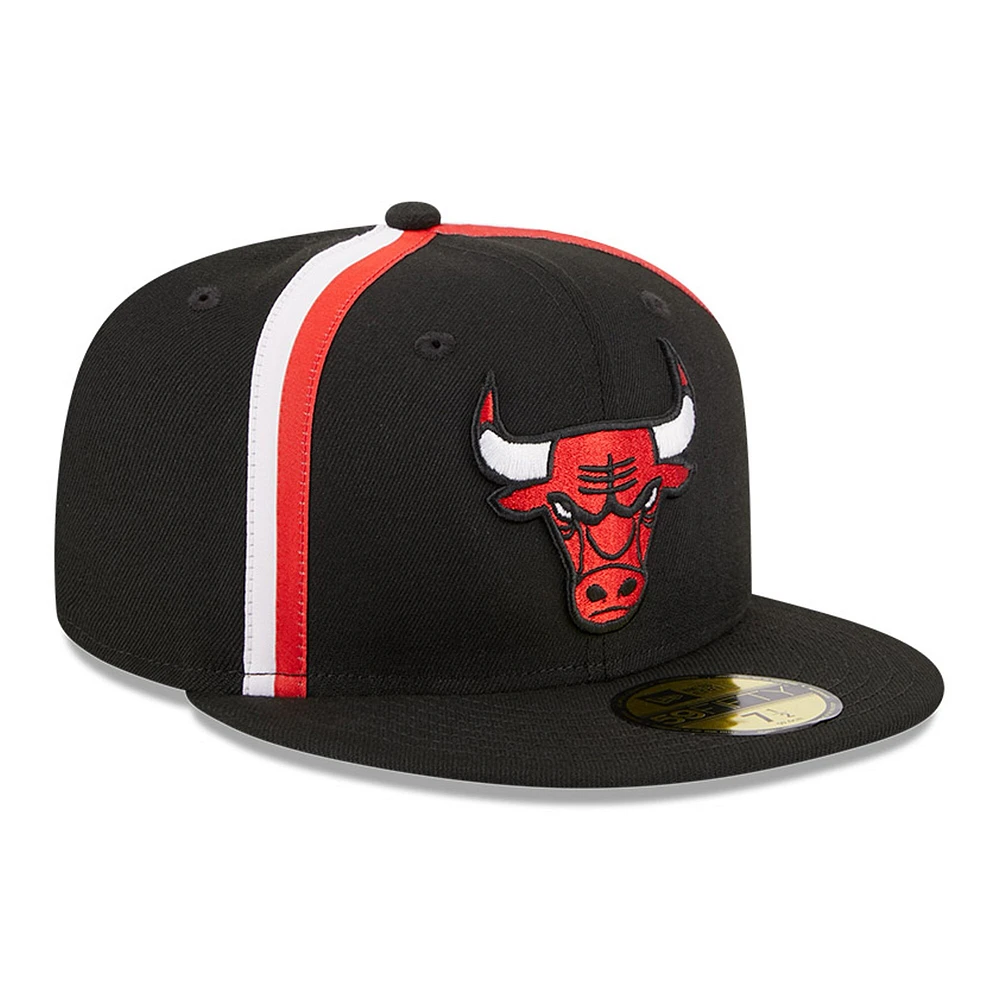 Casquette ajustée 59FIFTY noire avec ruban Chicago Bulls New Era pour hommes