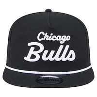 Men's New Era Black Chicago Bulls Team Text Golfer Snapback Hat