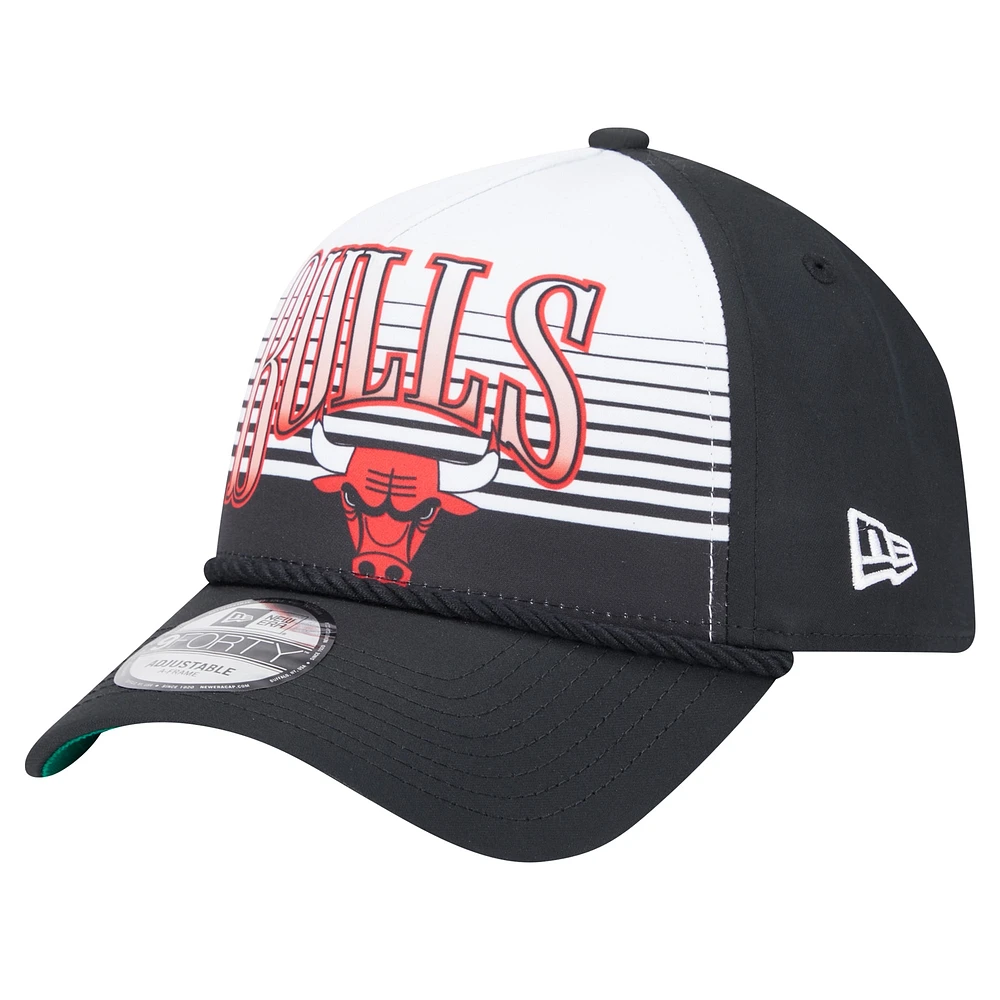 Casquette ajustable 9FORTY à cadre en A à dégradé rétro Chicago Bulls New Era pour homme, noire