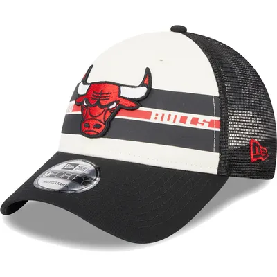 Chicago Bulls New Era Stripes 9FORTY Trucker Snapback Hat - Black