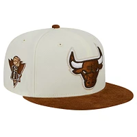 Casquette ajustée 59FIFTY à visière en velours côtelé bicolore Chicago Bulls New Era pour homme crème/marron