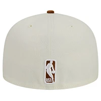 Casquette ajustée 59FIFTY à visière en velours côtelé bicolore Chicago Bulls New Era pour homme crème/marron