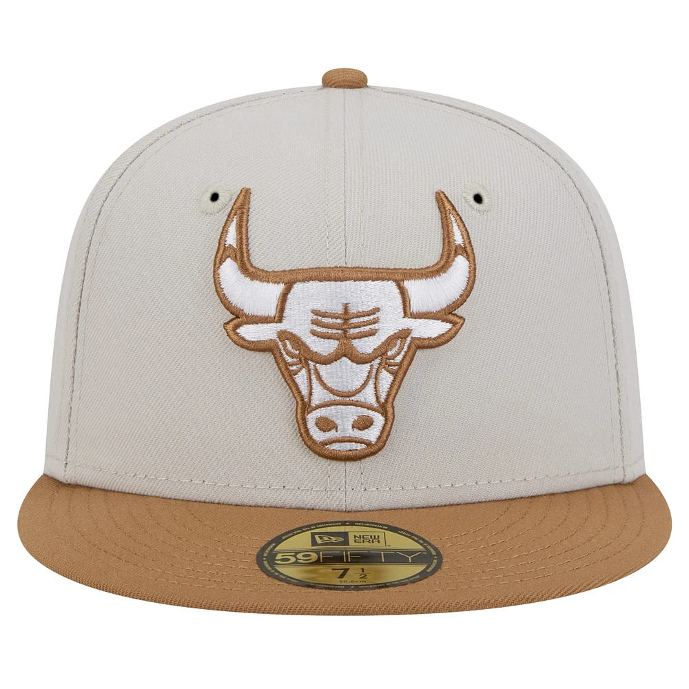 Men's New Era Cream/Tan Chicago Bulls Color Pack 59FIFTY Fitted Hat