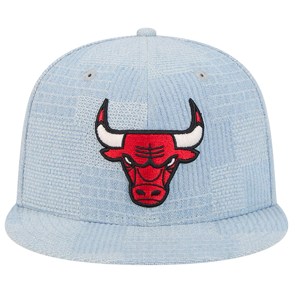 Men's New Era Denim Chicago Bulls Injection Denim Patchwork 9FIFTY Snapback Hat