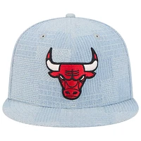 Casquette à visière plate 9FIFTY en denim New Era pour homme Chicago Bulls