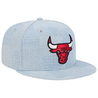 Casquette à visière plate 9FIFTY en denim New Era pour homme Chicago Bulls