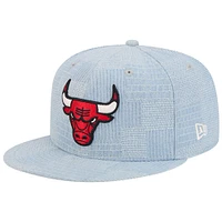 Casquette à visière plate 9FIFTY en denim New Era pour homme Chicago Bulls