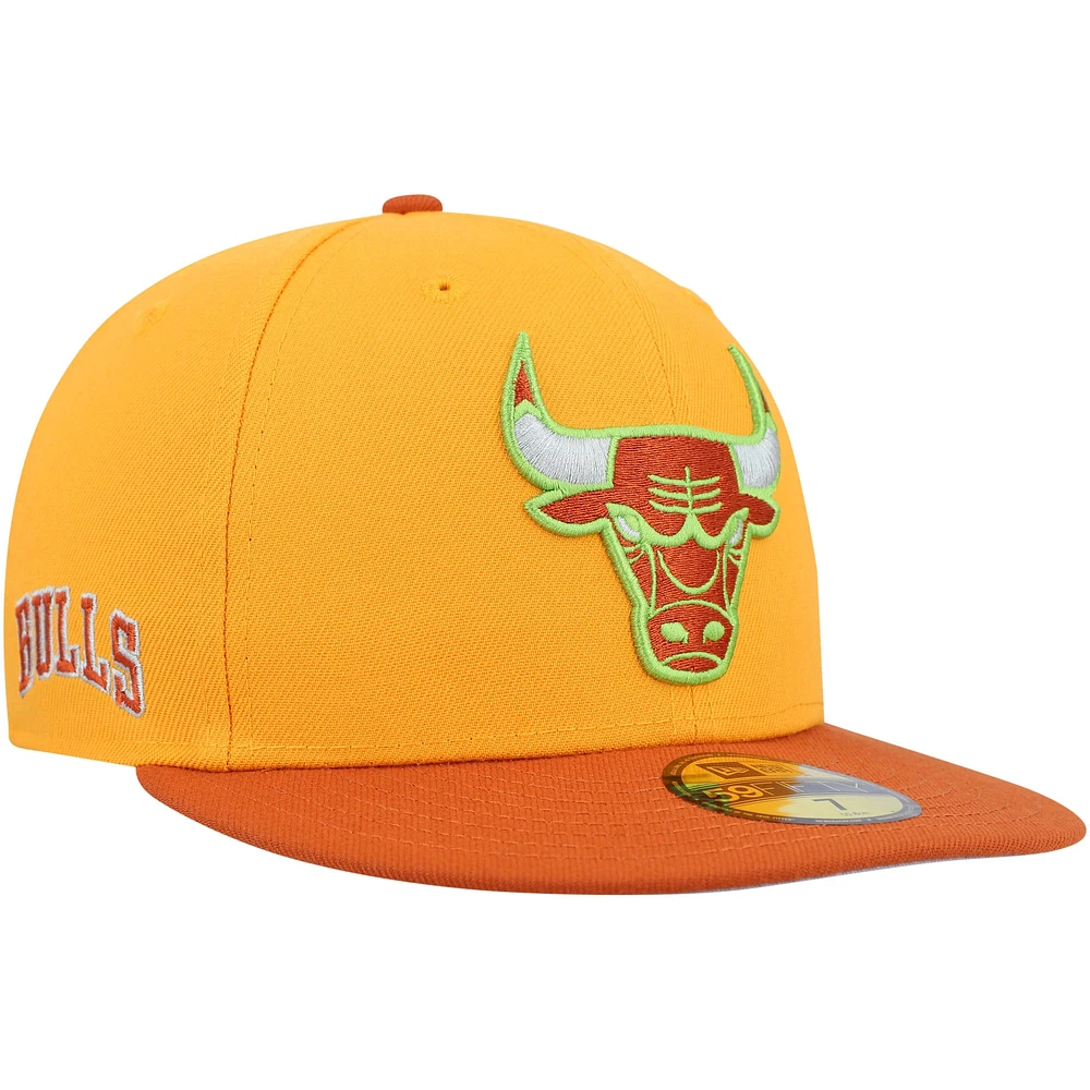 Men's New Era  Gold/Rust Chicago Bulls 59FIFTY Fitted Hat