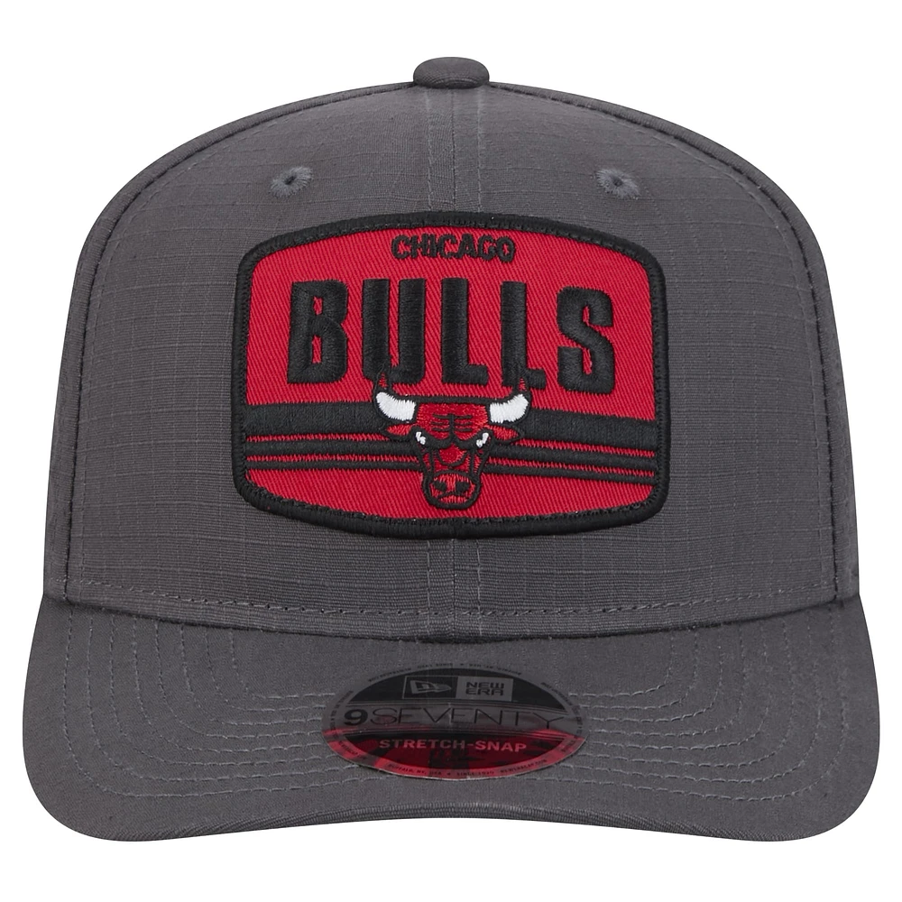 Men's New Era Graphite Chicago Bulls Team Elevated Patch 9SEVENTY Adjustable Hat