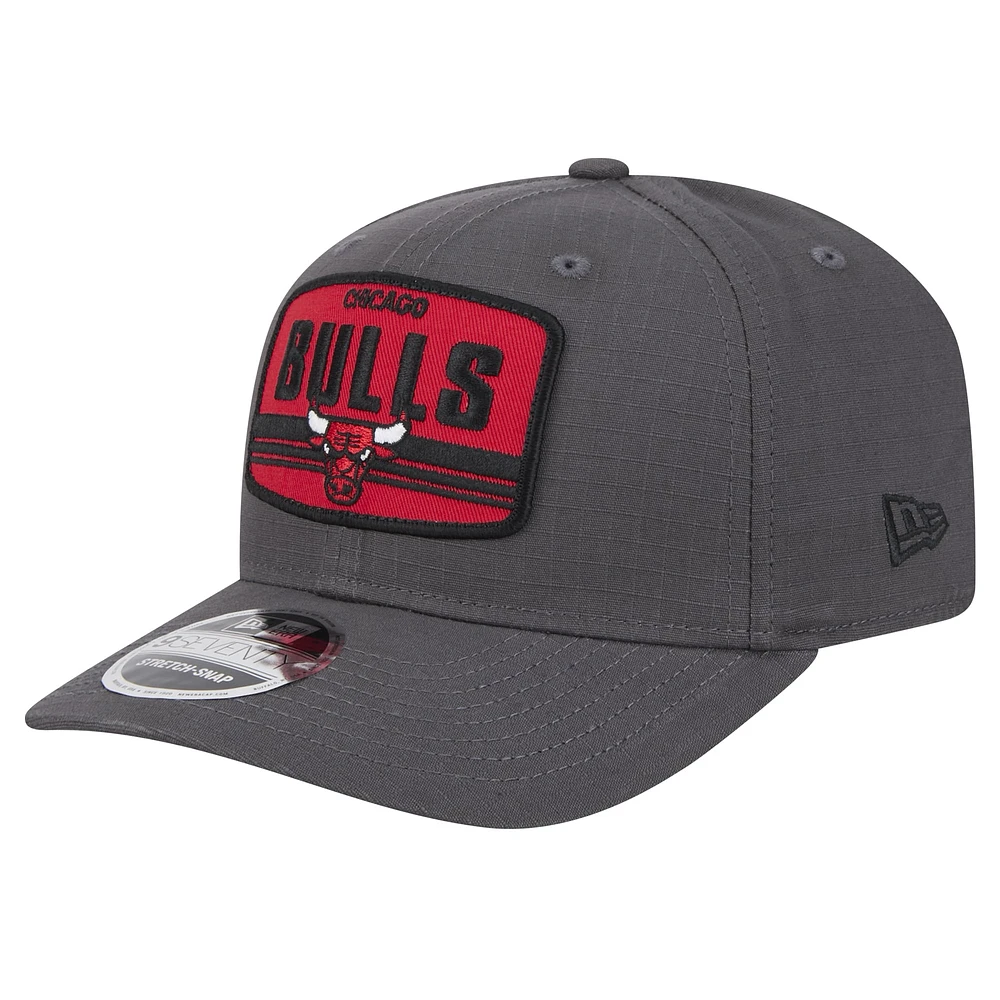 Men's New Era Graphite Chicago Bulls Team Elevated Patch 9SEVENTY Adjustable Hat