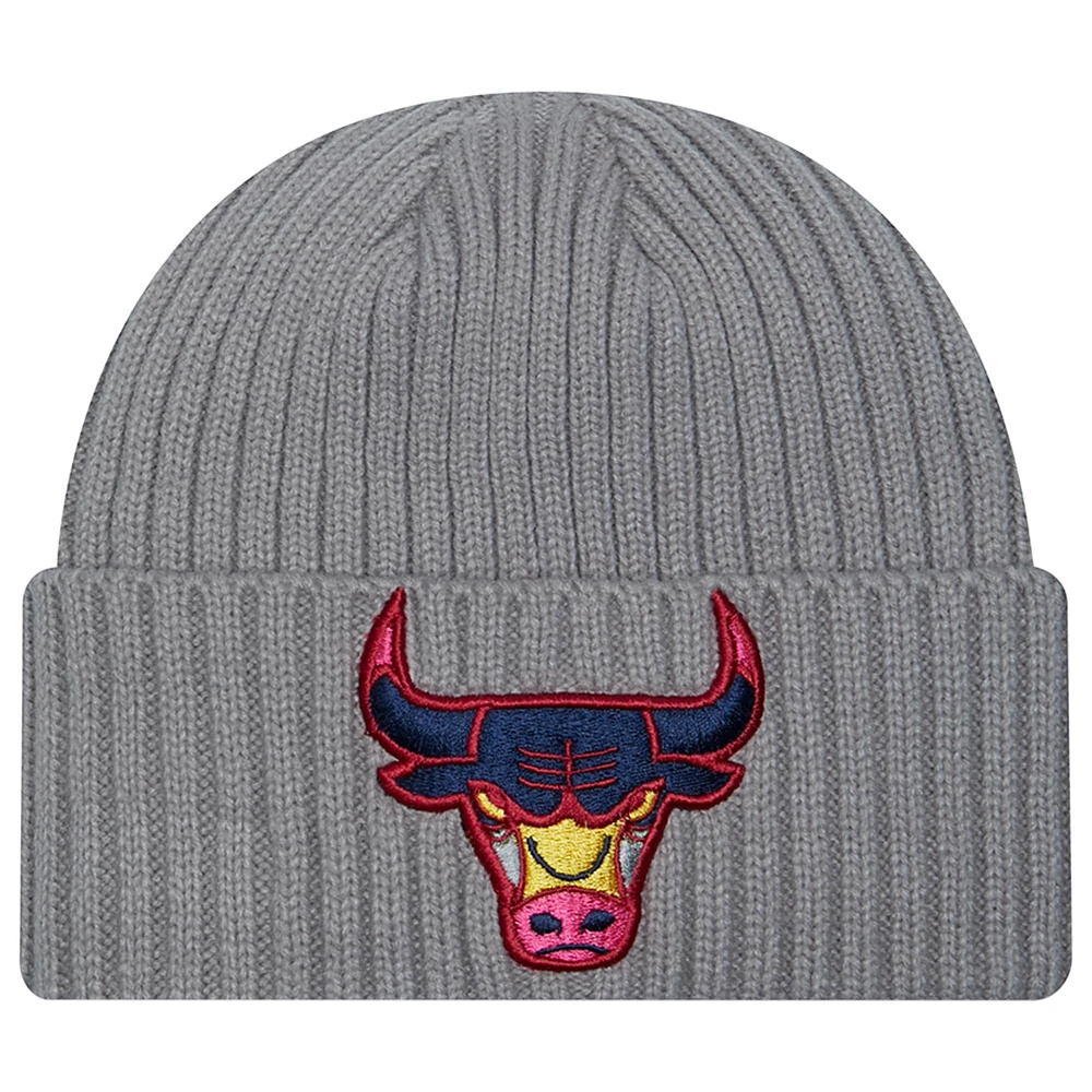 Men's New Era Gray Chicago Bulls Color Pack Cuffed Knit Hat