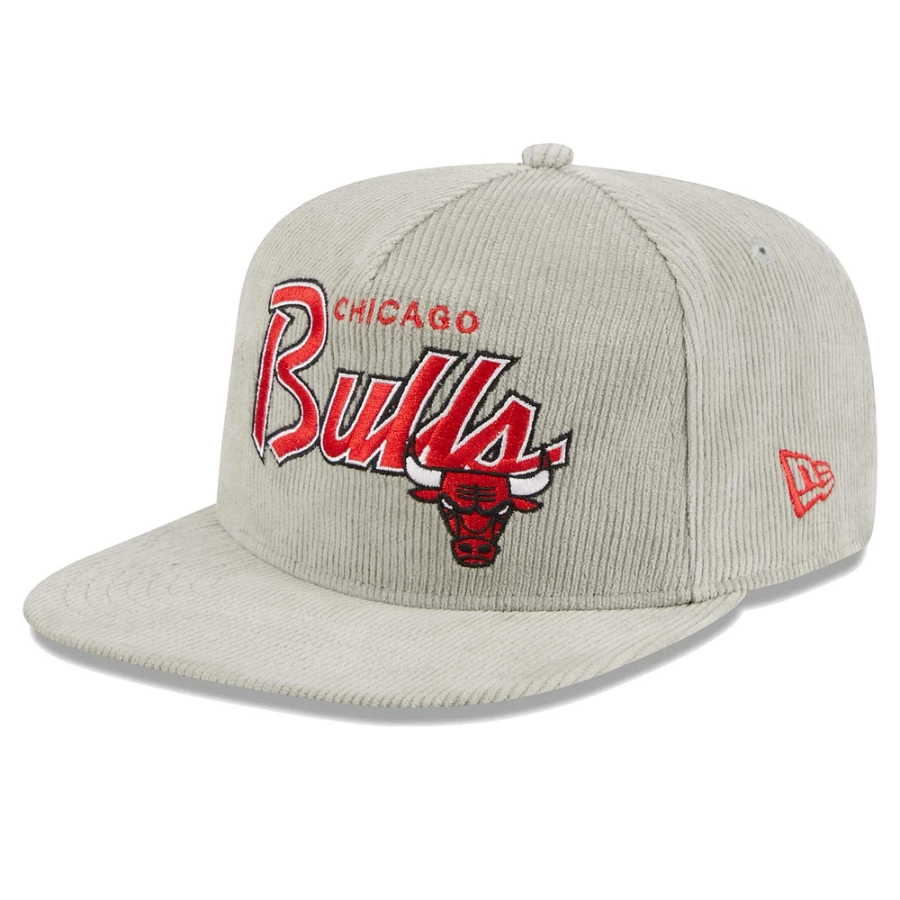 Casquette Snapback 9FIFTY en velours côtelé The Golfer des Chicago Bulls New Era pour hommes, grise