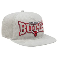 Casquette de golf snapback Chicago Bulls Throwback en velours côtelé gris New Era pour homme