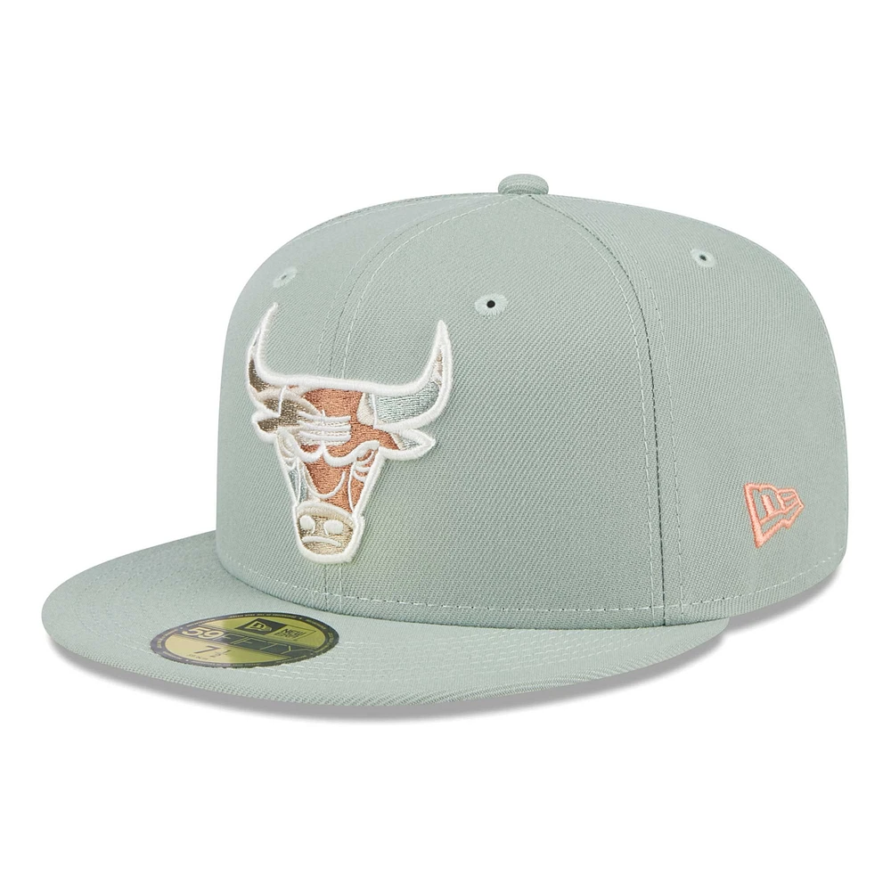 Men's New Era  Green Chicago Bulls Springtime Camo 59FIFTY Fitted Hat