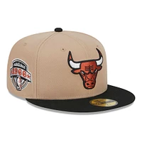 Men's New Era Khaki/Black Chicago Bulls Burnt Orange Logo Two-Tone 59FIFTY Fitted Hat