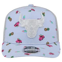 Men's New Era Light Blue/Gray Chicago Bulls Adventure Aloha Pattern 9SEVENTY Stretch-Snap Hat